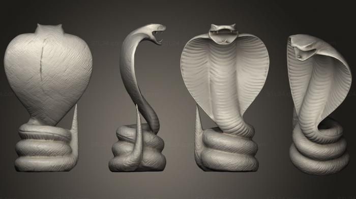 Статуэтки животных (Деревянная Кобра, STKJ_1825) 3D модель для ЧПУ станка